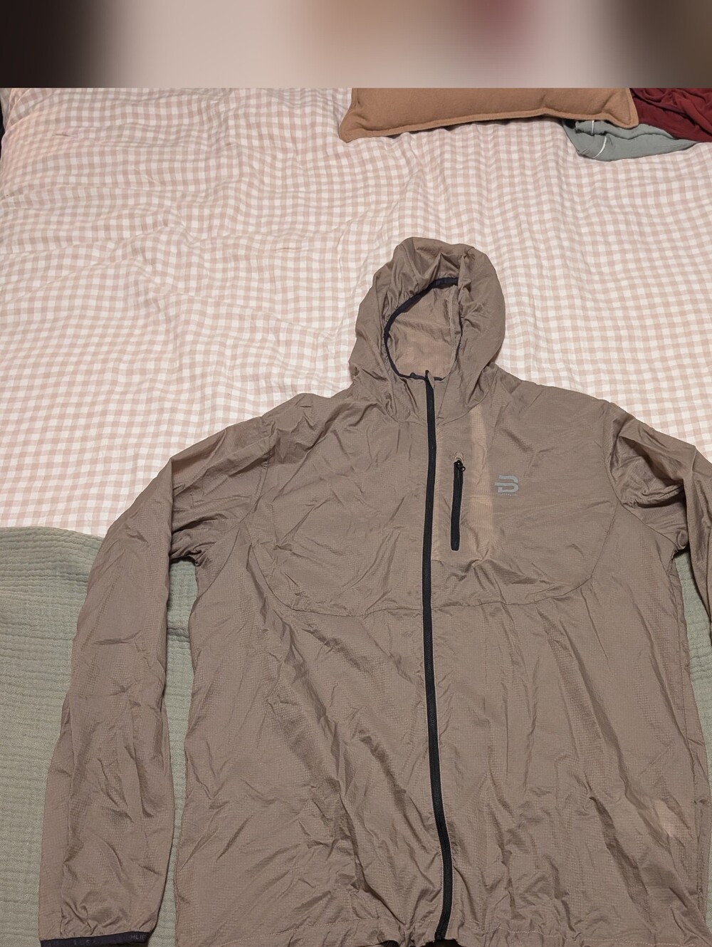 Men's Hooded Windbreaker Jacket in Taupe - Performance Lightweight